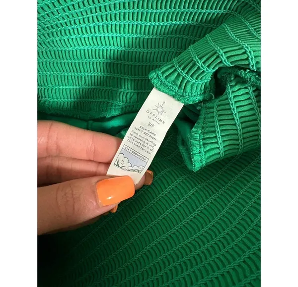 Aerie Offline Green Shirred High Rise Athletic Shorts Bottoms Size S 💚✨ - Image 4