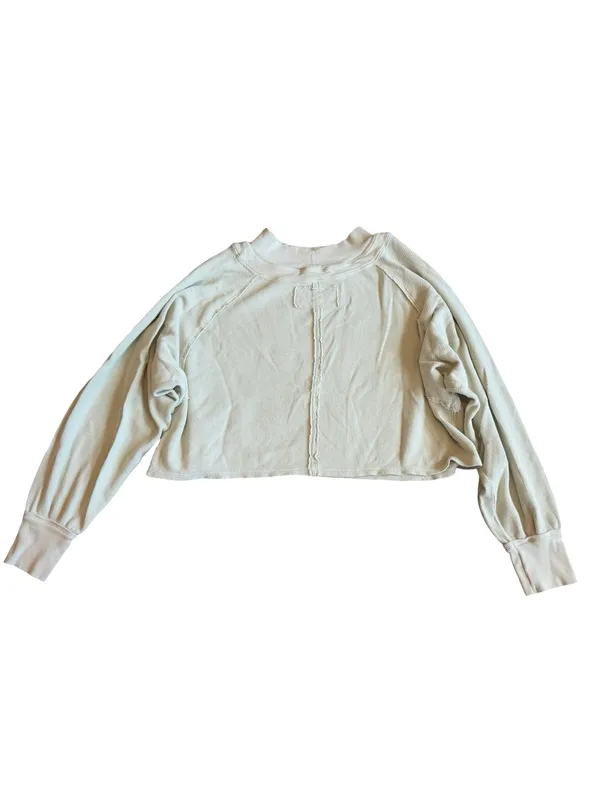 We The Free People Light Green Pullover Sweater Stretch Waffle Knit Size Medium - Image 7