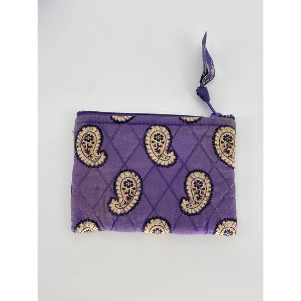 Vera Bradley Purple Paisley Ruffled Handbag Quilted Shoulder Tote‎ Wallet Set - Image 7
