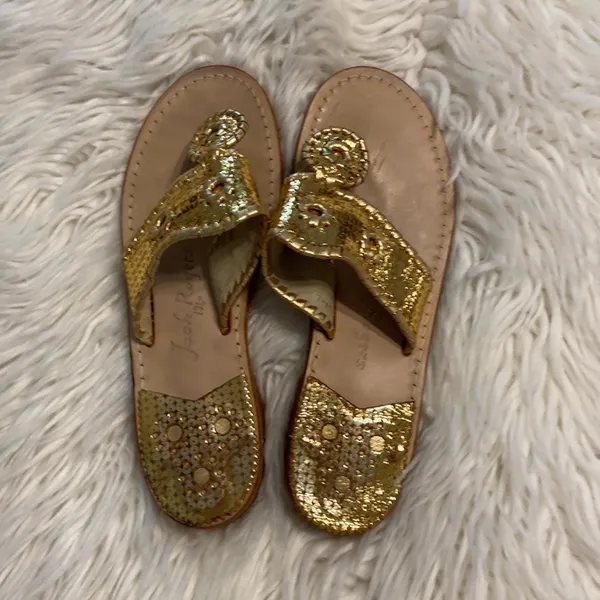 Jack Rogers Sandals size 7 M excellent condition color is gold - Image 11
