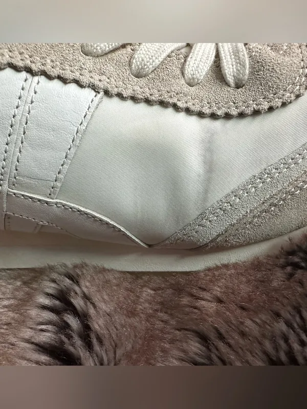 Tory Burch Hank White and Beige Suede Retro Runner Sneaker - Image 8