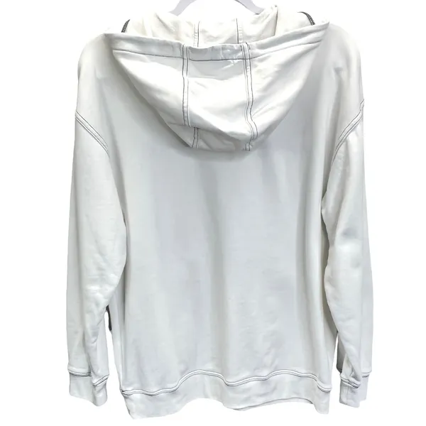 J.Crew Lace Up Hoodie Sweatshirt White Oversized Pocket Womens XS‎ - Image 5