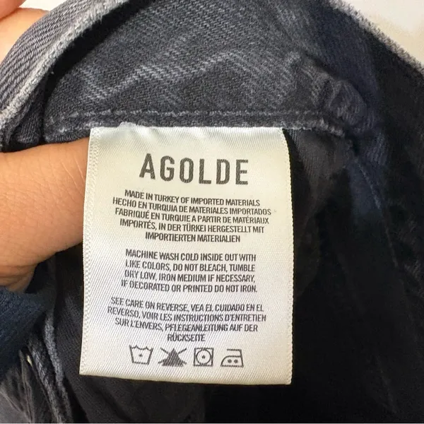 AGOLDE 90s Jean High Rise Distressed Straight Leg Jeans Washed Black Size 24 - Image 6