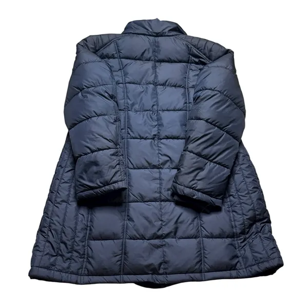 🧥‎ Liz Claiborne Women’s Navy Quilted Puffer Coat XXL Gold Zip Longline Warm 🧥 - Image 4