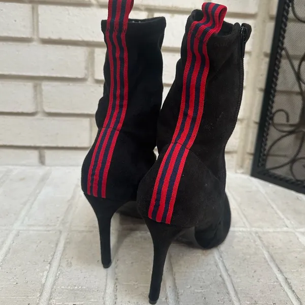 NEW Anne Michelle Pledge Black With Red Stripe Full Zip Stiletto Booties Size 11 - Image 5