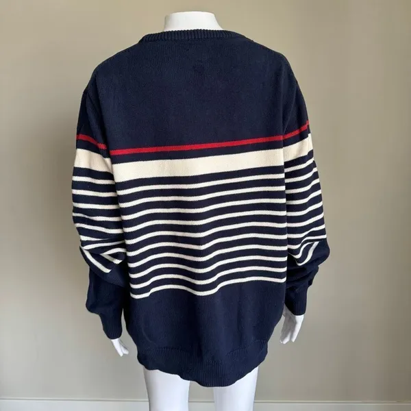 J. Crew 100% Cotton Striped Oversized Coastal Knit Sweater Size XL - Image 3