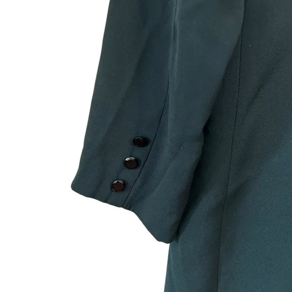 Sunny Choi Vintage Emerald Greed Beaded Sequin‎ Accent Longline Button Blazer 14 - Image 3