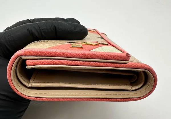 MCM Tan and Pink Wallet with Signature Monogram - Image 3