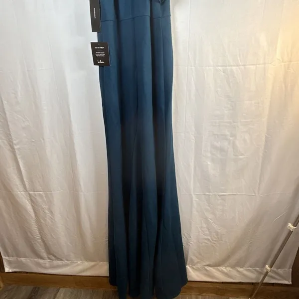 Lulus Margeaux Teal Cape Sleeveless Long Gown Size Small NWT - Image 7