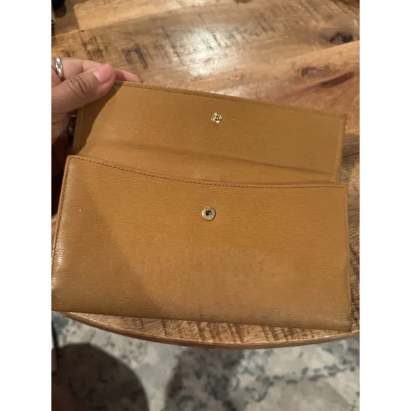 Authentic Gucci Vintage Tan Leather Clutch Wallet Jackie Clasp Italy‎ - Image 9