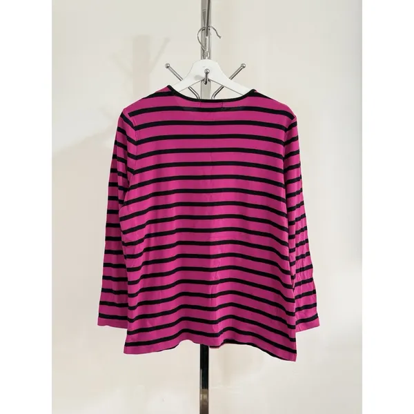 Lauren Ralph Lauren Shirt Womens Size L Pink Black Striped Long Sleeve Preppy - Image 6