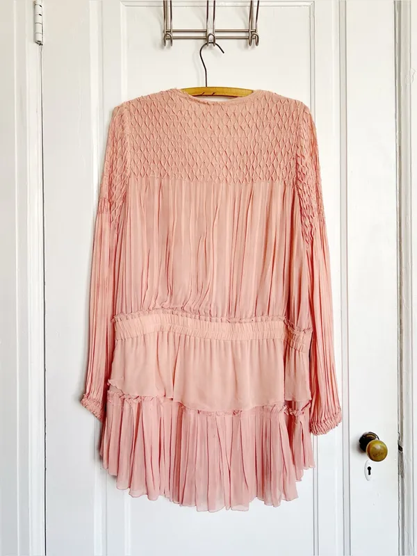 LoveShackFancy • Smocked Popover Dress in Faded Marsala pink chiffon georgette - Image 13