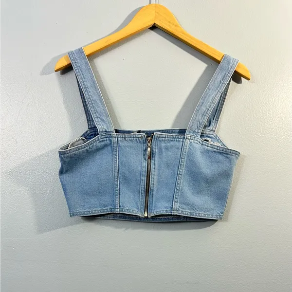 Nasty Gal Blue Crop Tank Top Fitted Sleeveless - Image 3