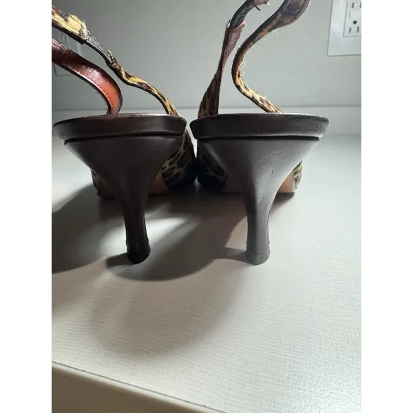 Donald J Pliner Leopard Print Mule Pointed Toe Kitten Heel Fur Size 10 Secretary - Image 6
