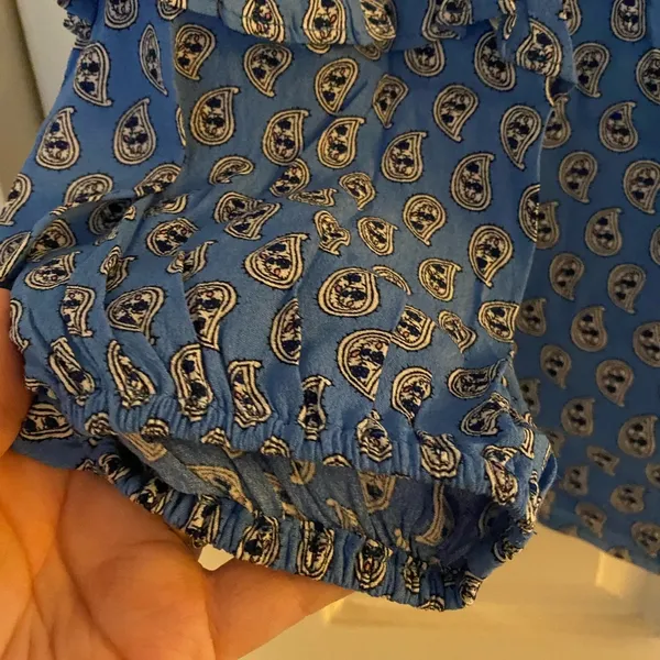 Loft Paisley Ruffle Button Blouse in Blue - Image 5