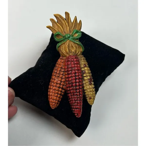 Papel Giftware Vintage Pin Brooch Thanksgiving Harvest Corn Red Orange Yellow Us - Image 6