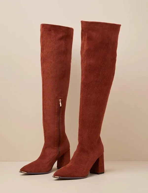 LULUS | Bellwood Cognac Suede Pointed-toe Over-the-knee Boots Brown - Size 8 - Image 2