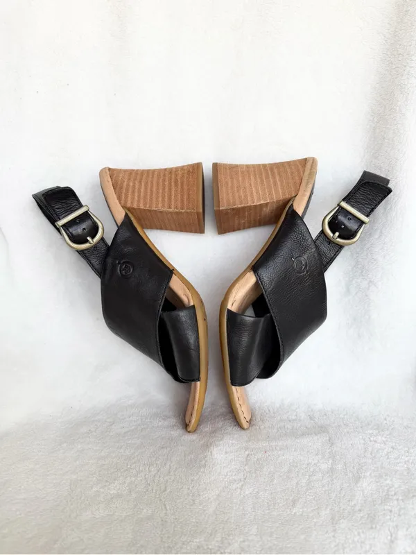 Born Women's Tessa Leather Heel Sandal in Black Size 6 EUC - Image 6