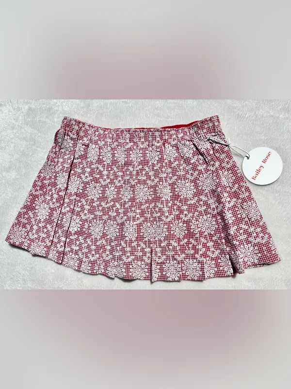Bailey Rose Gingham Lace Print Pleated Mini Skirt Size Small - Image 6