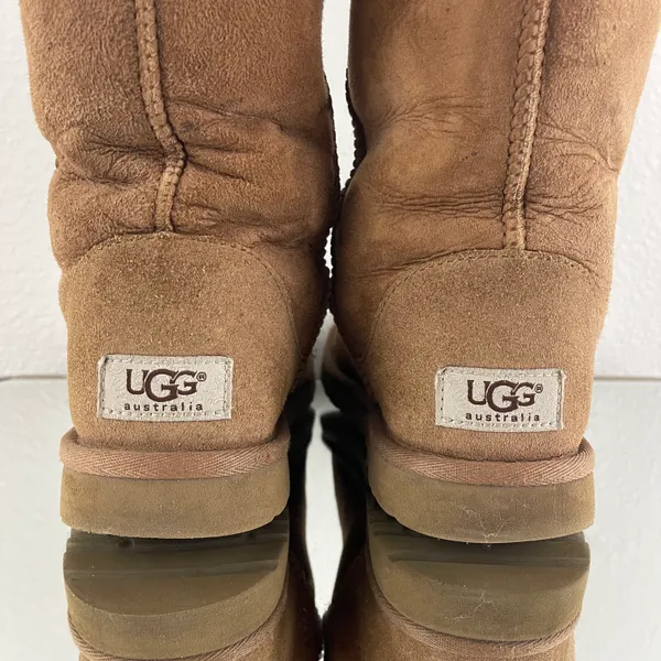 Australia Classic Tall II Chestnut Tan Suede Sheepskin Shearling Wool Boots - Image 6