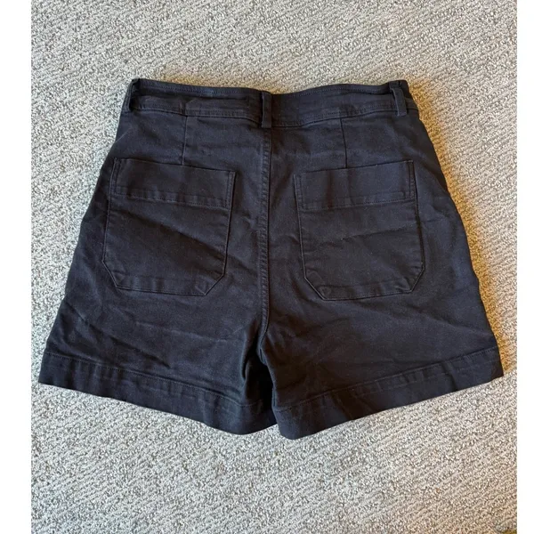 Bohme Womens Black High Waisted‎ Cotton Chino Shorts Size 29 Double Button - Image 2