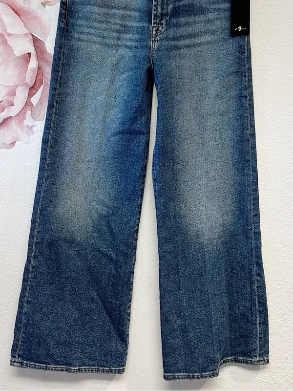 7 For All Mankind Ultra Hi Rise Wide Leg Jo Petite New With Tags Sea Level 28 - Image 8