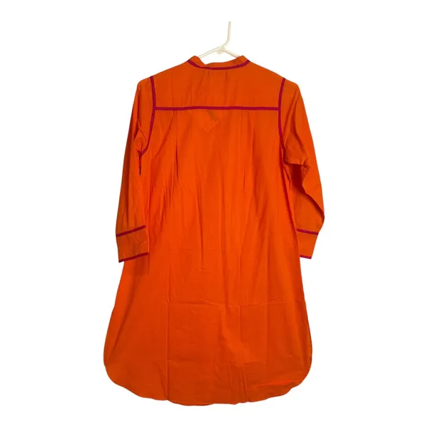 Gretchen Scott Tunic Shirt Tail Dress Womens S Orange Mandarin Collar 3/4 Sleeve - Image 4
