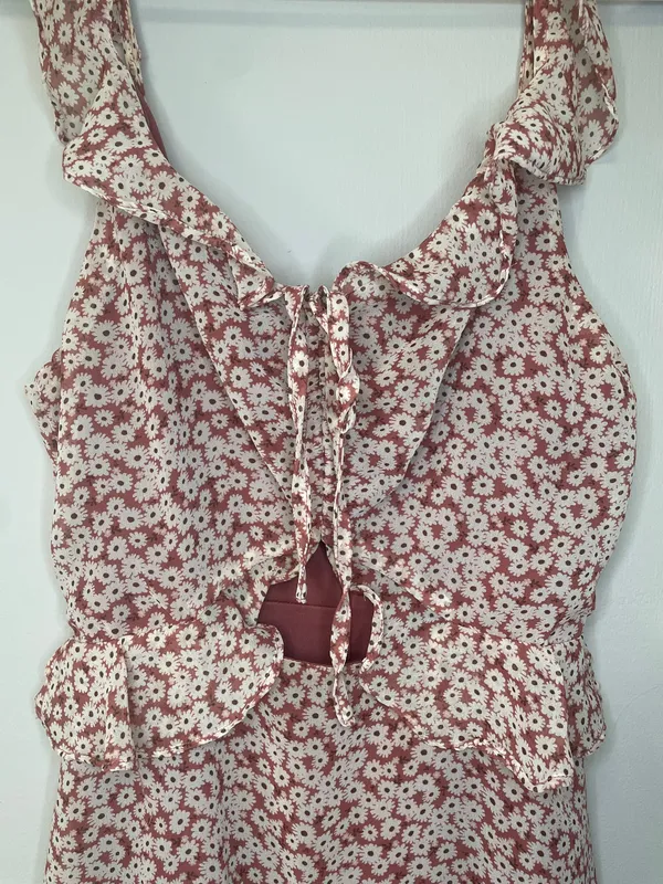NWOT Lulus Mauve Pink Floral Print Ruffled Skater Dress - Image 6