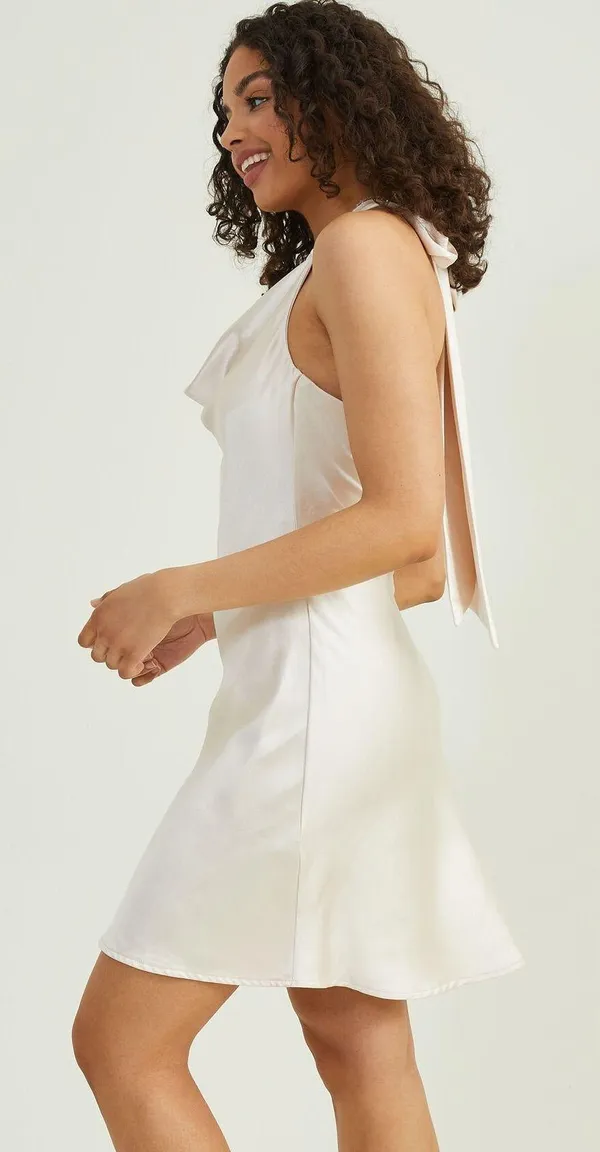 Altar'd State Short Champagne Silk Dress - Image 3
