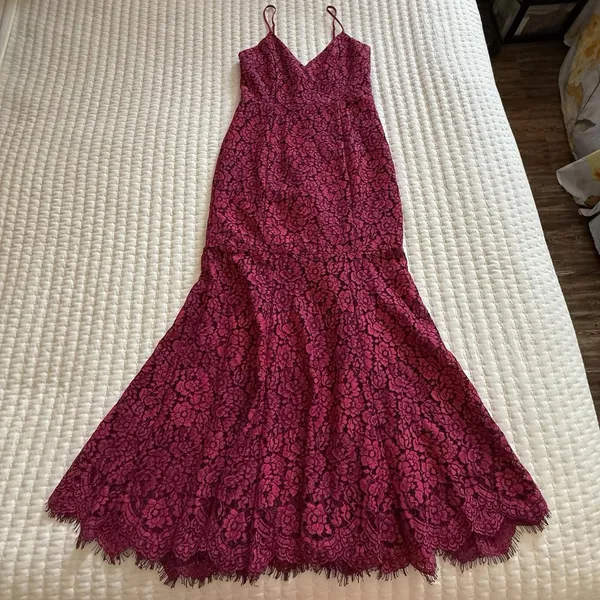 NBD Brielle Raspberry & Magenta Pink Flared Base Midi Dress Sz XS Extra Small - Image 13