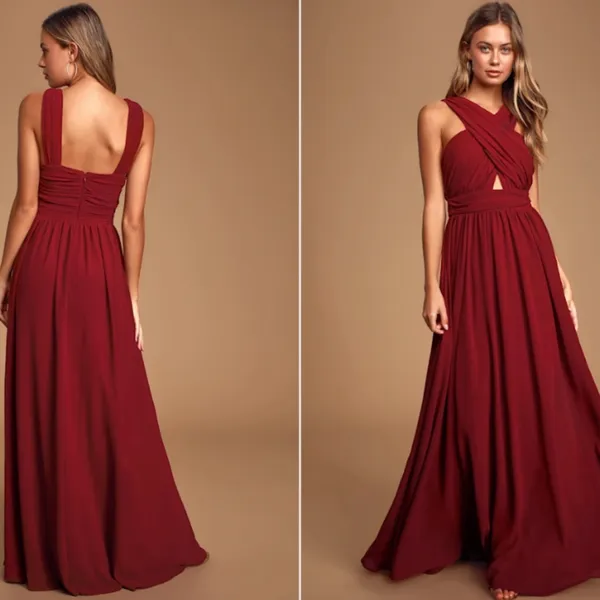 LULUS Sexy Elegant Chic Prom Wedding Bridesmaid Romantic Flowy Chiffon Maxi - Image 3