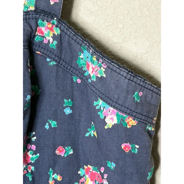 American Eagle Floral Smocked Bust Mini Dress Navy Pink Cottagecore M - Image 4