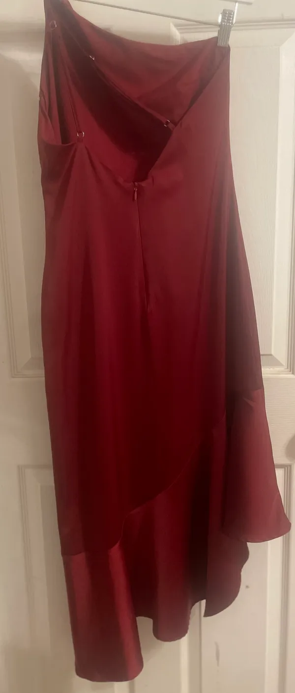 Lulus Burgundy Satin Midi Dress - Image 5