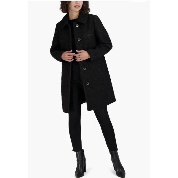 Laundry by Shelli Segal Chunky Knit Black Boucle Coat Size XS Collared - Image 4