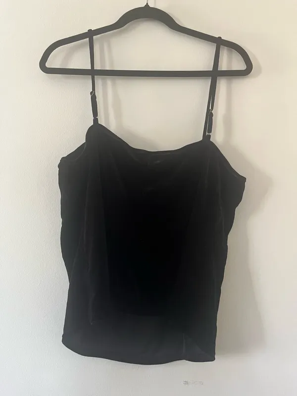 Y2K Black Velvet Cami Top XL Gold Baroque Romantic Going Out Vintage Quiet Lux - Image 6