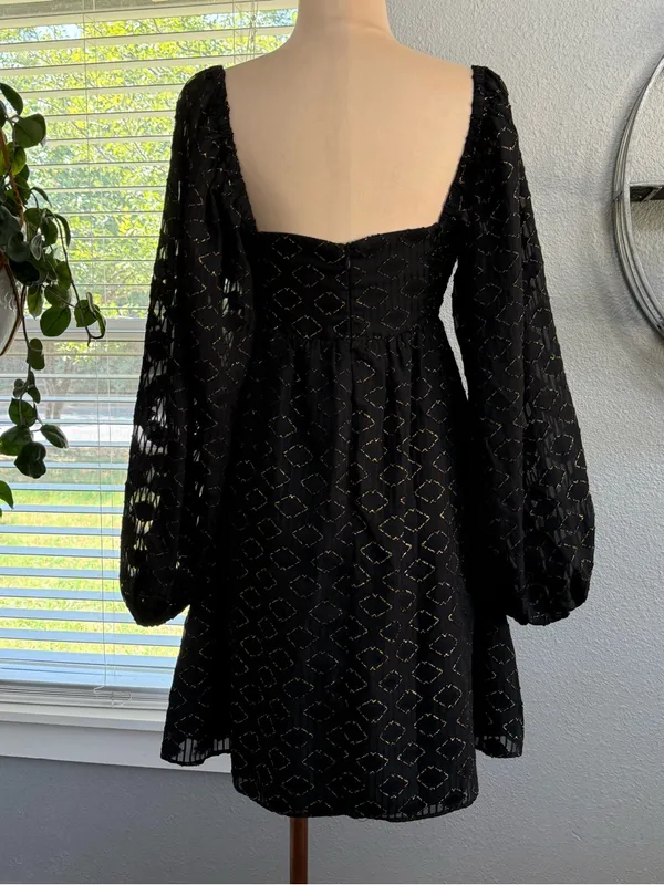 Amanda Uprichard Roma Black Gold Long Sleeve Size Small - Image 6