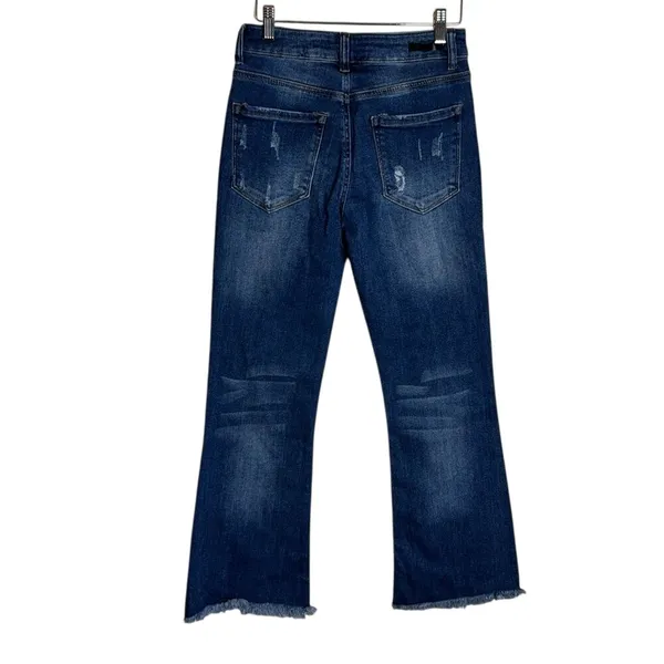 Risen Jeans Women's Distressed Raw Hem Flare Denim Blue Size 5/27 - Image 2