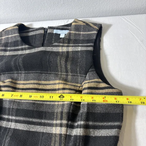 Antonio Melani Tula Plaid Print Wrap Front Fringe Hem Midi Dress Sz 6 Old Money - Image 9