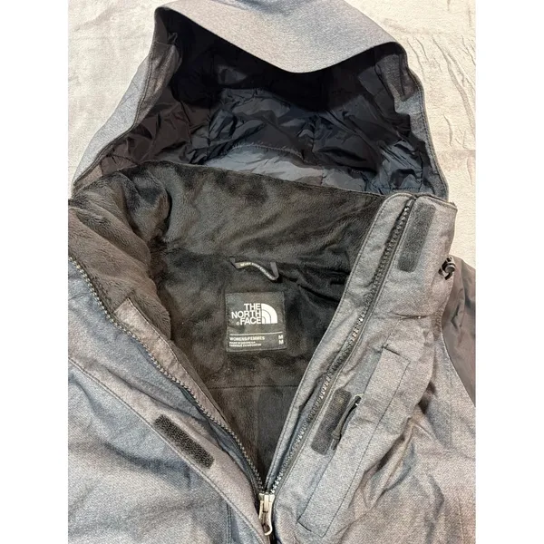 The North Face HyVent Jacket Womens Grey Black Hooded Waterproof Coat M - Image 6