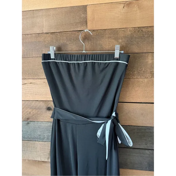 Vintage Cimmaron Dress Black Strapless Wide Leg Jumpsuit Minimalist 80s - Image 4
