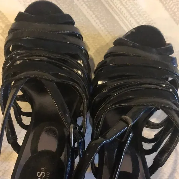 Charles David Black Platform Adjustable Sandals - Image 7