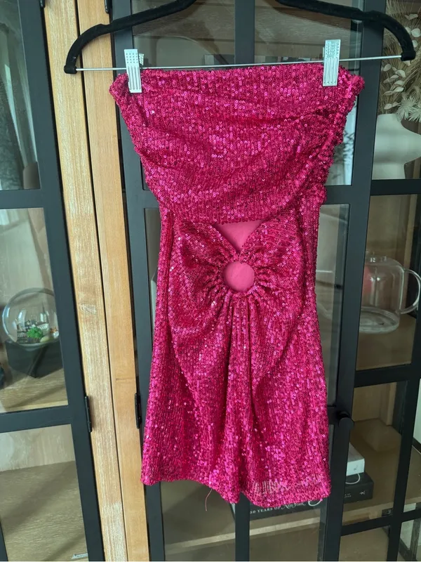 Lucy in the sky sequin strapless mini dress cocktail cutout open back - Image 3