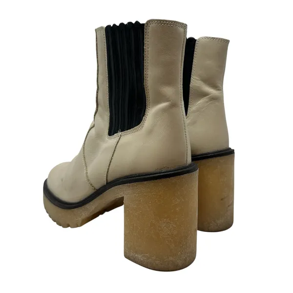 Free People James Chelsea Boots Ankle Leather Bone Cream White Size‎ 39 US 8.5 - Image 11