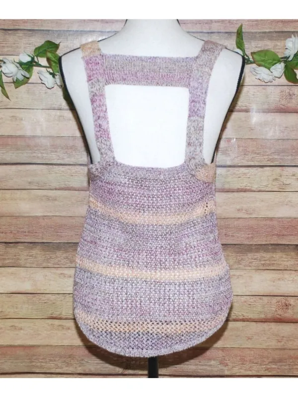 We The Free Crochet Tank Top Medium Purple Lavender Multicolor Open Back - Image 6