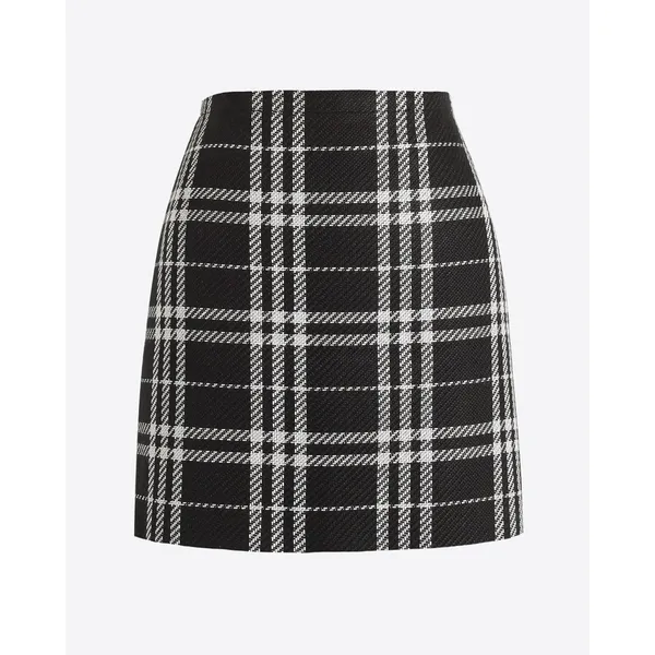 J.Crew Black & White Plaid Tweed Mini Skirt - Image 3