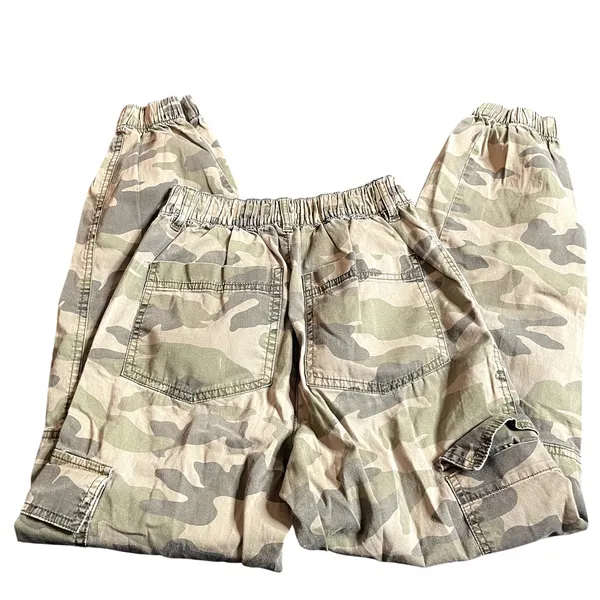 Garage Camo Cargo Jogger Pants Green Brown XS Elastic Waist‎ Casual Streetwear - Image 5