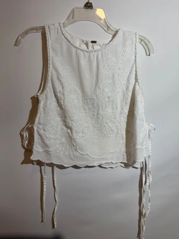 Free People Faded Gardens Tank Floral Embroidered Cotton Top Size S - Image 3