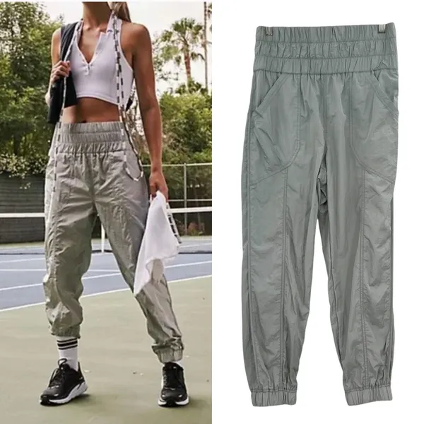 Free‎ People Movement Way Home Joggers Pants Nylon Windbreaker Gray Size Small - Image 2