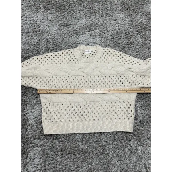 Allie Rose Cream Cable Knit Open Stitch Sweater Womens Size M Oversized Crochet Pullover - Image 15