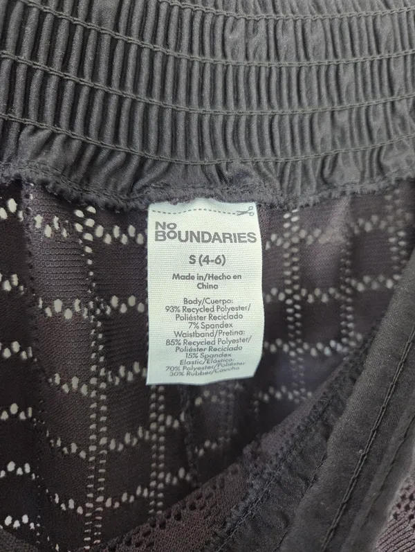 No Boundaries Swim Cover Up Bottom Black Crochet Knit Ruched Sheer Ties Small - Image 5